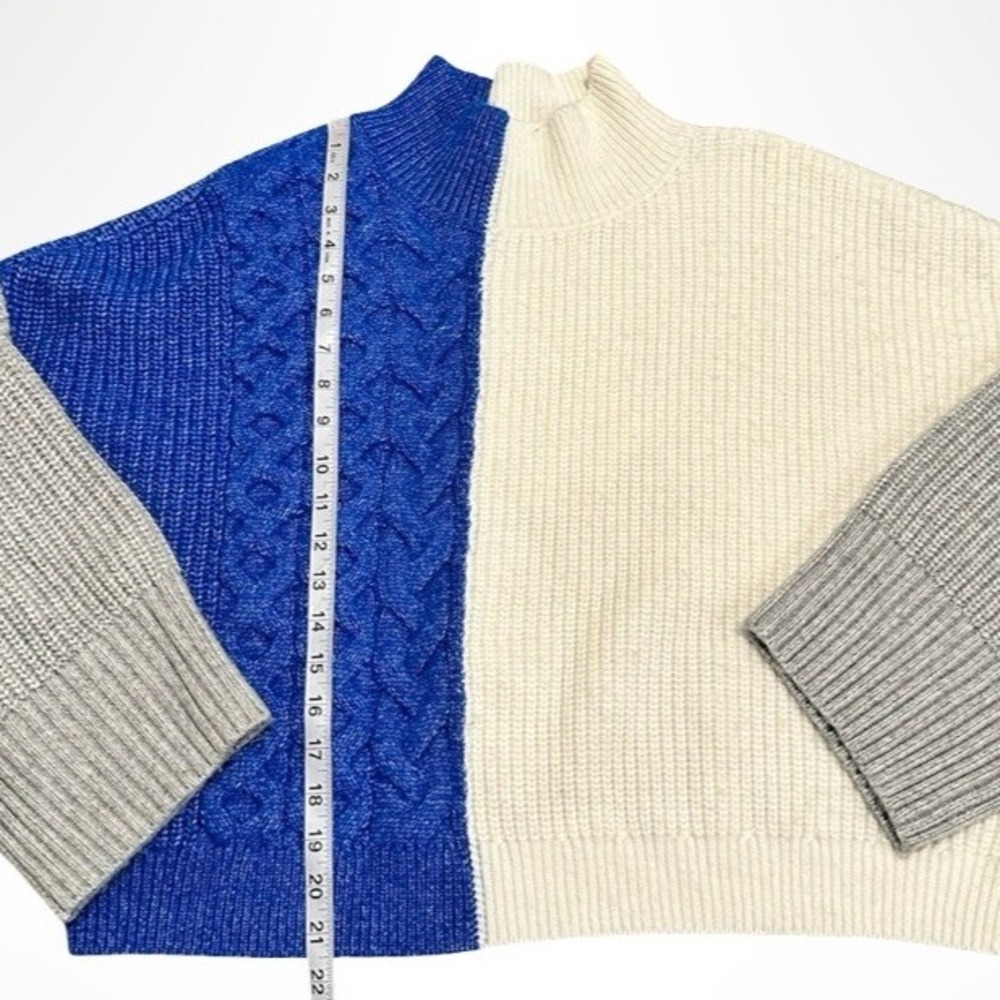 Express Colorblock Mock Neck Cable Knit Sweater C… - image 4